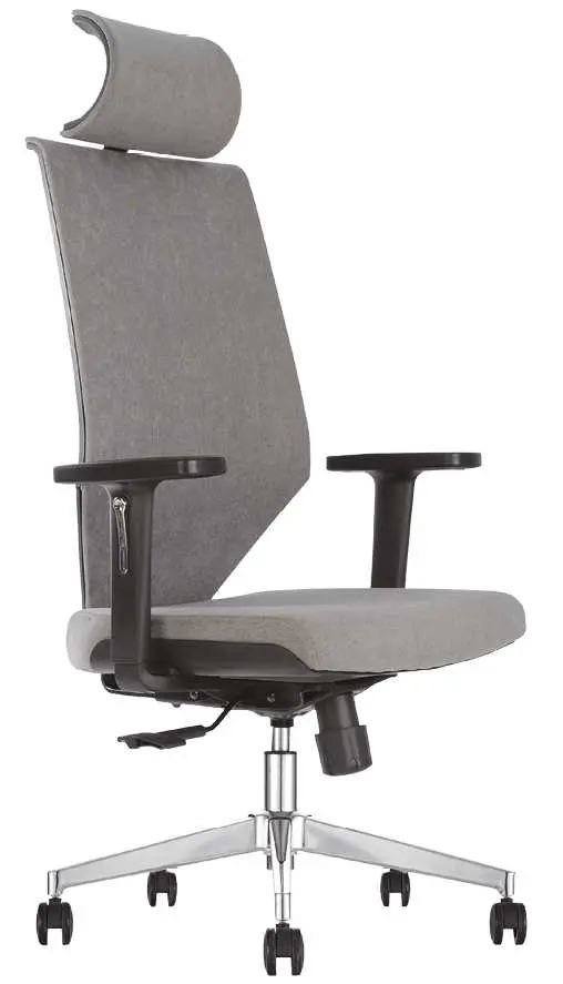 DENIS kancelářská židle s podhlavníkem, kříž chrom, šedá