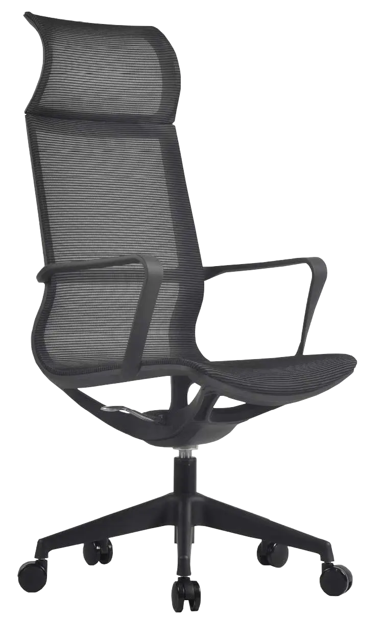 DENVER - B kancelářská židle s podhlavníkem, černý kříž nylon, mesh černá