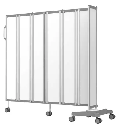 ZSM - 01 zástěna 7-dílná, skládací, pojízdná, bílá