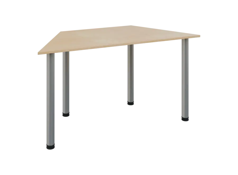 JLS 140/LAK Jednací stůl lichoběžníkový 1400/700 x 18 mm, deska bříza irská / nohy stříbrné