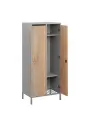 SSR - 140 - 60 šatní skříň dřevěná, 2-dveřová, háček, 1400 x 600 x 400, kovové nohy s roštem, korpus šedá/dveře dub bardolino