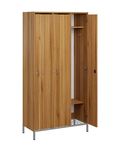 SSR - 180 - 90 šatní skříň dřevěná, 3-dveřová, háček, 1800 x 900 x 400, kovové nohy s roštem, ořech světlý