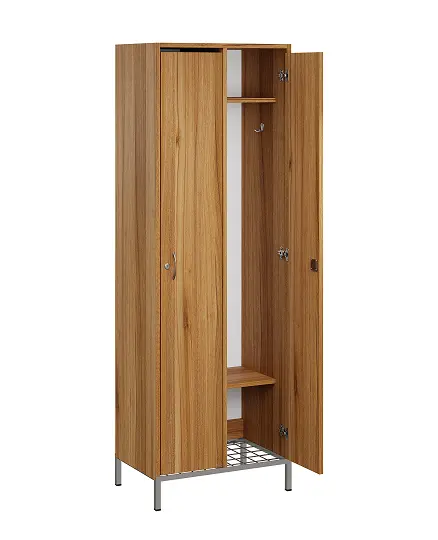 SSR - 180 - 60 šatní skříň dřevěná, 2-dveřová, háček, 1800 x 600 x 400, kovové nohy s roštem, ořech světlý