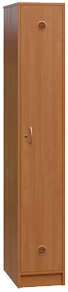 STL - 180 - 30 šatní skříň dřevěná, 1-dveřová, šatní tyč, 1800 x 300 x 500, sokl, olše jantar