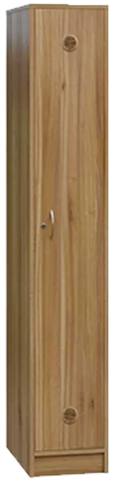 STL - 180 - 30 šatní skříň dřevěná, 1-dveřová, šatní tyč, 1800 x 300 x 500, sokl, ořech světlý