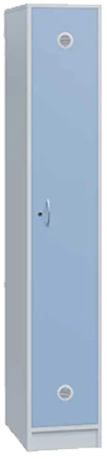 STL - 180 - 40 šatní skříň dřevěná, 1-dveřová, šatní tyč, 1800 x 400 x 500, sokl, korpus bílá/dveře blankyt