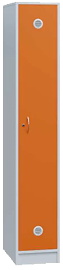 STL - 180 - 40 šatní skříň dřevěná, 1-dveřová, šatní tyč, 1800 x 400 x 500, sokl, korpus bílá/dveře pomeranč