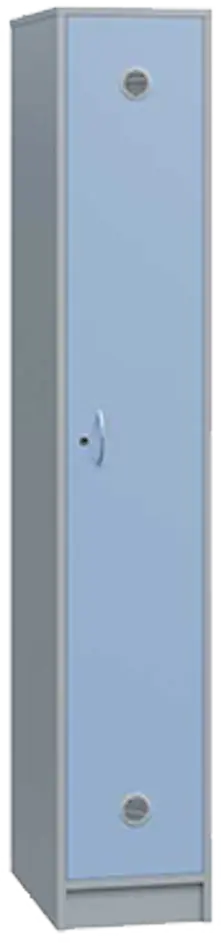 STL - 180 - 40 šatní skříň dřevěná, 1-dveřová, šatní tyč, 1800 x 400 x 500, sokl, korpus šedá/dveře blankyt