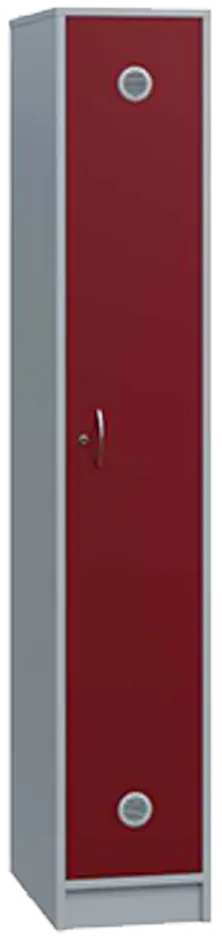 STL - 180 - 40 šatní skříň dřevěná, 1-dveřová, šatní tyč, 1800 x 400 x 500, sokl, korpus šedá/dveře burgundská