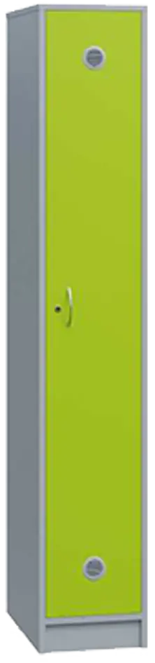 STL - 180 - 40 šatní skříň dřevěná, 1-dveřová, šatní tyč, 1800 x 400 x 500, sokl, korpus šedá/dveře jarní zeleň