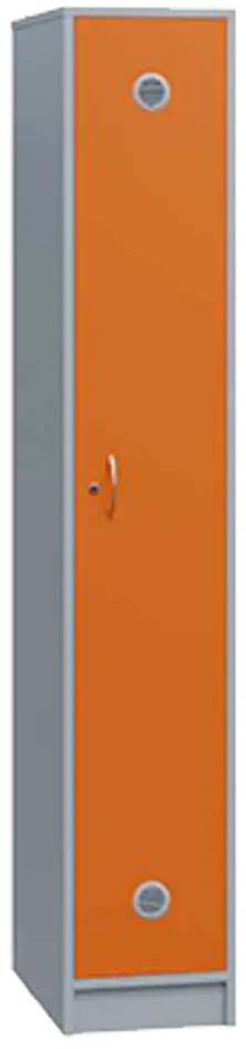 STL - 180 - 40 šatní skříň dřevěná, 1-dveřová, šatní tyč, 1800 x 400 x 500, sokl, korpus šedá/dveře pomeranč