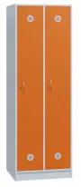 STL - 180 - 60 šatní skříň dřevěná, 2-dveřová, šatní tyč, 1800 x 600 x 500, sokl, korpus bílá/dveře pomeranč
