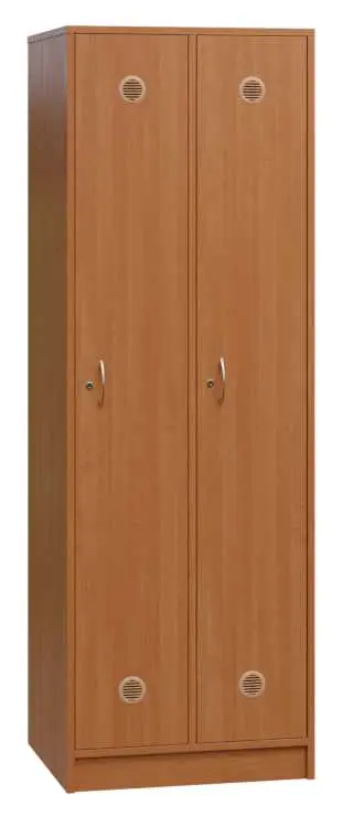 STL - 180 - 80 šatní skříň dřevěná, 2-dveřová, šatní tyč, 1800 x 800 x 500, sokl, olše jantar