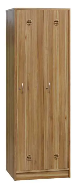 STL - 180 - 80 šatní skříň dřevěná, 2-dveřová, šatní tyč, 1800 x 800 x 500, sokl, ořech světlý