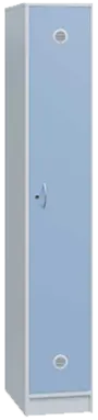 SSL - 180 - 30 šatní skříň dřevěná, 1-dveřová, háček, 1800 x 300 x 500, sokl, korpus bílá/dveře blankyt