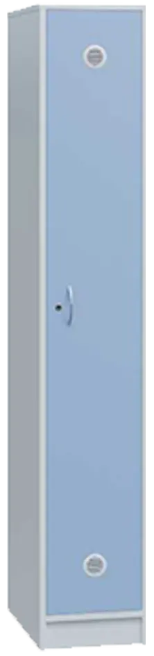 SSL - 180 - 30 šatní skříň dřevěná, 1-dveřová, háček, 1800 x 300 x 500, sokl, korpus bílá/dveře blankyt