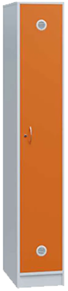 SSL - 180 - 30 šatní skříň dřevěná, 1-dveřová, háček, 1800 x 300 x 500, sokl, korpus bílá/dveře pomeranč