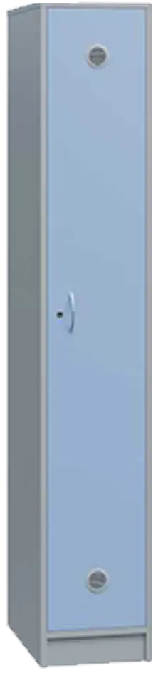 SSL - 180 - 30 šatní skříň dřevěná, 1-dveřová, háček, 1800 x 300 x 500, sokl, korpus šedá/dveře blankyt