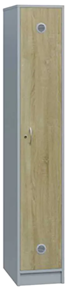 SSL - 180 - 30 šatní skříň dřevěná, 1-dveřová, háček, 1800 x 300 x 500, sokl, korpus šedá/dveře dub bardolino