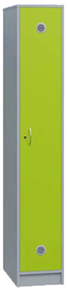 SSL - 180 - 30 šatní skříň dřevěná, 1-dveřová, háček, 1800 x 300 x 500, sokl, korpus šedá/dveře jarní zeleň