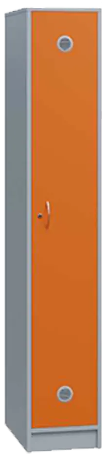 SSL - 180 - 30 šatní skříň dřevěná, 1-dveřová, háček, 1800 x 300 x 500, sokl, korpus šedá/dveře pomeranč