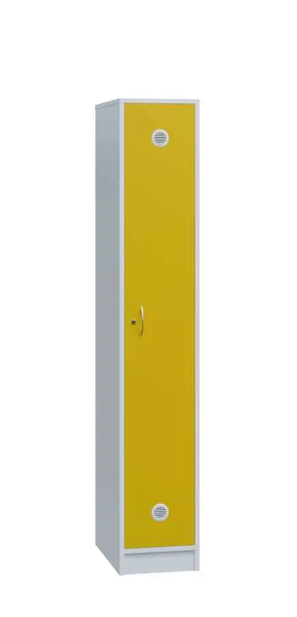 SSL - 180 - 40 šatní skříň dřevěná, 1-dveřová, háček, 1800 x 400 x 500, sokl, korpus bílá/dveře žlutá odio