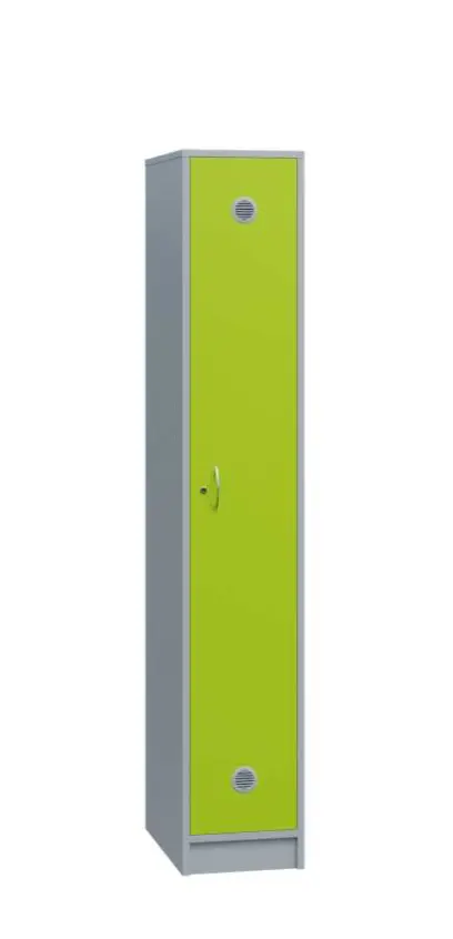 SSL - 180 - 40 šatní skříň dřevěná, 1-dveřová, háček, 1800 x 400 x 500, sokl, korpus šedá/dveře jarn SSL - 180 - 40 šatní skříň dřevěná, 1-dveřová, háček, 1800 x 400 x 500, sokl, korpus šedá/dveře jarní zeleň