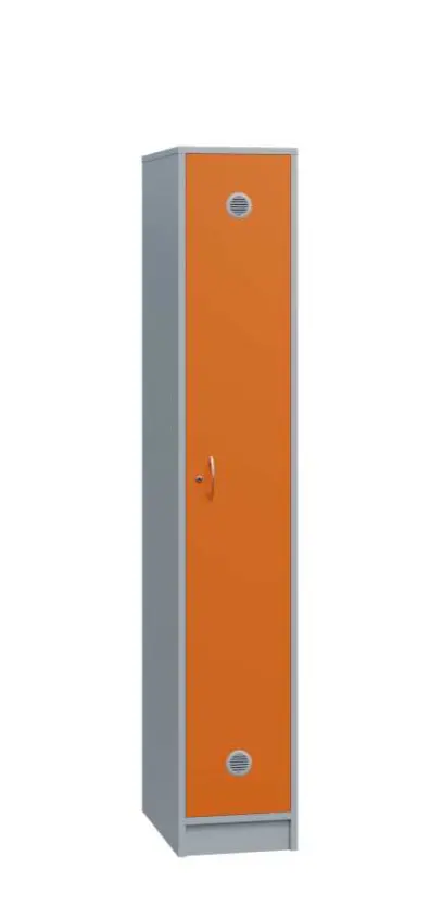 SSL - 180 - 40 šatní skříň dřevěná, 1-dveřová, háček, 1800 x 400 x 500, sokl, korpus šedá/dveře pomeranč