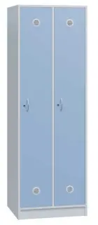SSL - 180 - 60 šatní skříň dřevěná, 2-dveřová, háček, 1800 x 600 x 500, sokl, korpus bílá/dveře blan