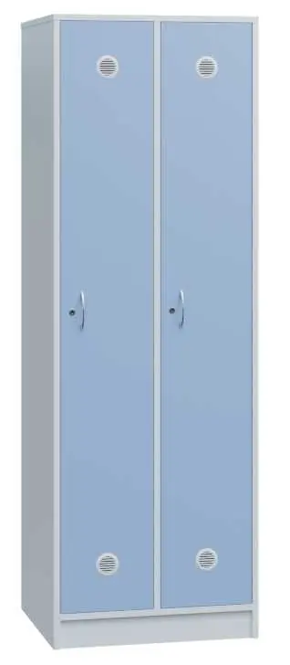 SSL - 180 - 60 šatní skříň dřevěná, 2-dveřová, háček, 1800 x 600 x 500, sokl, korpus bílá/dveře blan SSL - 180 - 60 šatní skříň dřevěná, 2-dveřová, háček, 1800 x 600 x 500, sokl, korpus bílá/dveře blankyt