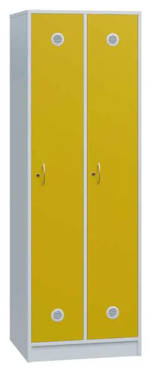 SSL - 180 - 60 šatní skříň dřevěná, 2-dveřová, háček, 1800 x 600 x 500, sokl, korpus bílá/dveře žlutá odio