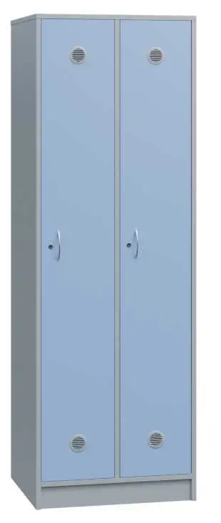 SSL - 180 - 80 šatní skříň dřevěná, 2-dveřová, háček, 1800 x 800 x 500, sokl, korpus šedá/dveře blankyt