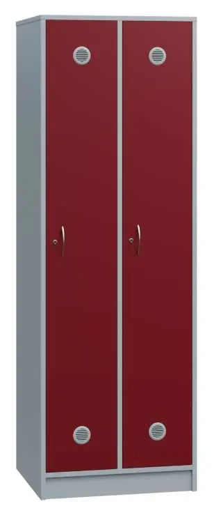 SSL - 180 - 80 šatní skříň dřevěná, 2-dveřová, háček, 1800 x 800 x 500, sokl, korpus šedá/dveře burgundská