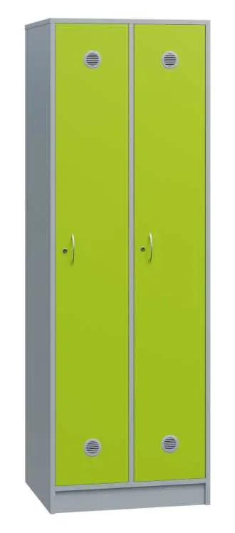 SSL - 180 - 80 šatní skříň dřevěná, 2-dveřová, háček, 1800 x 800 x 500, sokl, korpus šedá/dveře jarní zeleň