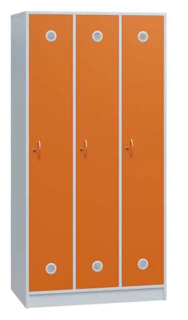 SSL - 180 - 90 šatní skříň dřevěná, 3-dveřová, háček, 1800 x 900 x 500, sokl, korpus bílá/dveře pomeranč