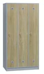 SSL - 180 - 90 šatní skříň dřevěná, 3-dveřová, háček, 1800 x 900 x 500, sokl, korpus šedá/dveře dub