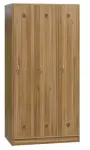 STL - 180 - 90 šatní skříň dřevěná, 3-dveřová, šatní tyč, 1800 x 900 x 500, sokl, ořech světlý