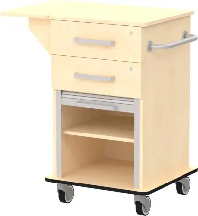 VIZITA 01 R mobilní vozík vizitový, korpus bříza irská, čílka bříza irská