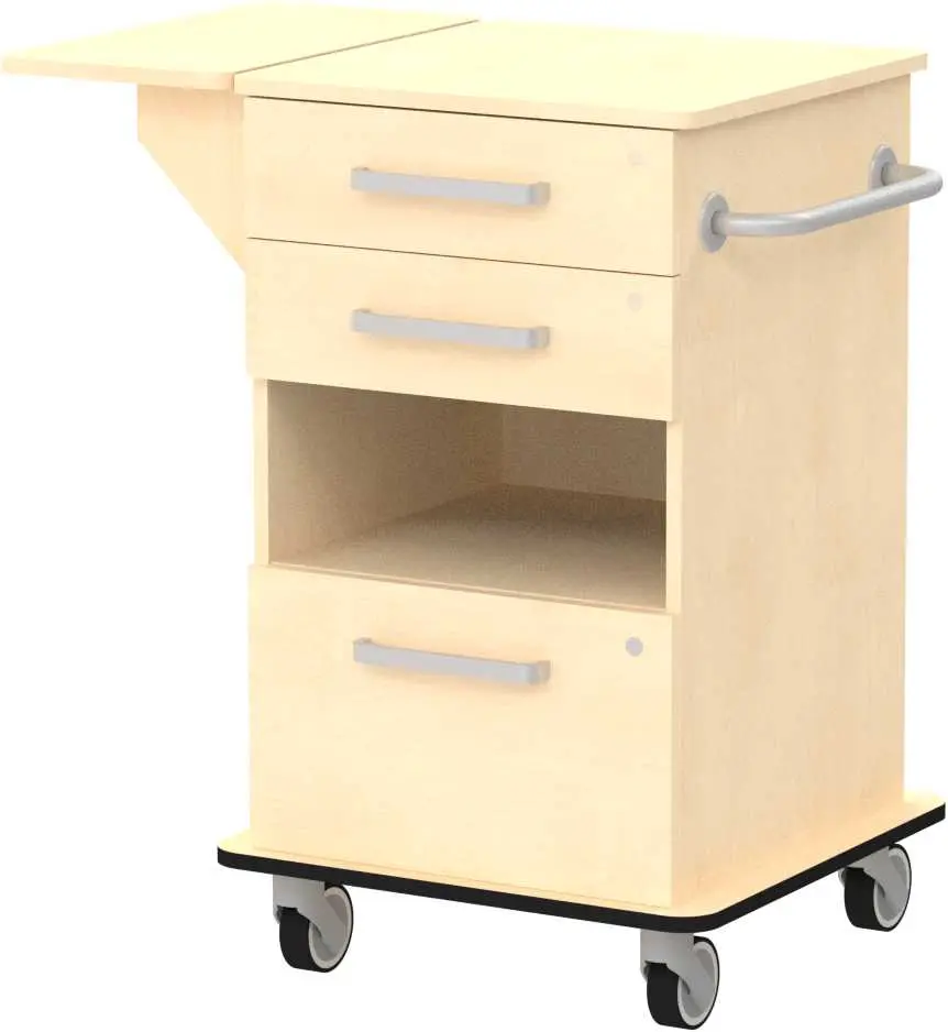 VIZITA 02 N mobilní vozík vizitový, korpus bříza irská, čílka bříza irská