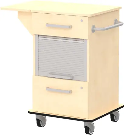 VIZITA 03 R mobilní vozík vizitový, korpus bříza irská, čílka bříza irská