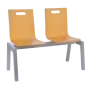 MEGAN 2, dřevěná lavice do čekárny, 2-sedák, buk, kostra stříbrná