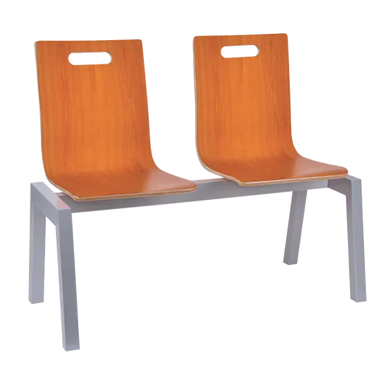 MEGAN 2, dřevěná lavice do čekárny, 2-sedák, třešeň, kostra stříbrná