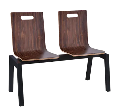 MEGAN 2, dřevěná lavice do čekárny, 2-sedák, ořech, kostra černá