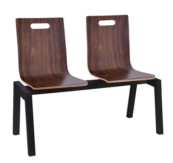 MEGAN 2, dřevěná lavice do čekárny, 2-sedák, ořech, kostra černá