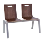MEGAN 2, dřevěná lavice do čekárny, 2-sedák, ořech, kostra stříbrná