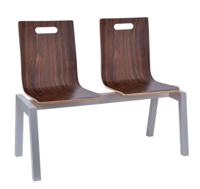 MEGAN 2, dřevěná lavice do čekárny, 2-sedák, ořech, kostra stříbrná