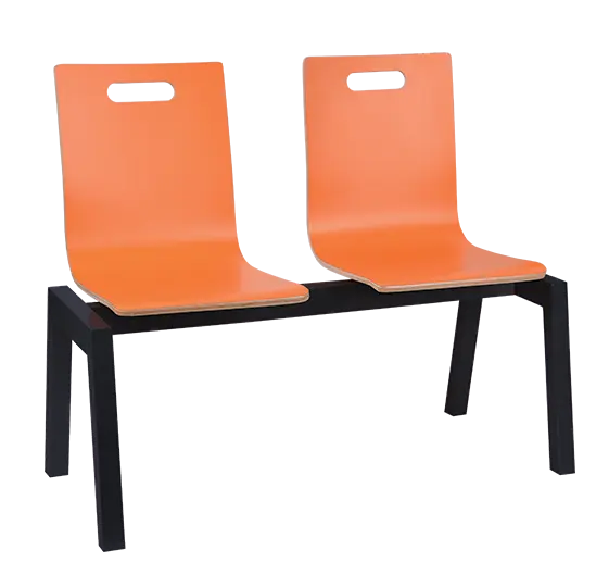 MEGAN 2, dřevěná lavice do čekárny, 2-sedák, oranžová, kostra černá
