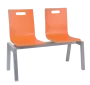 MEGAN 2, dřevěná lavice do čekárny, 2-sedák, oranžová, kostra stříbrná