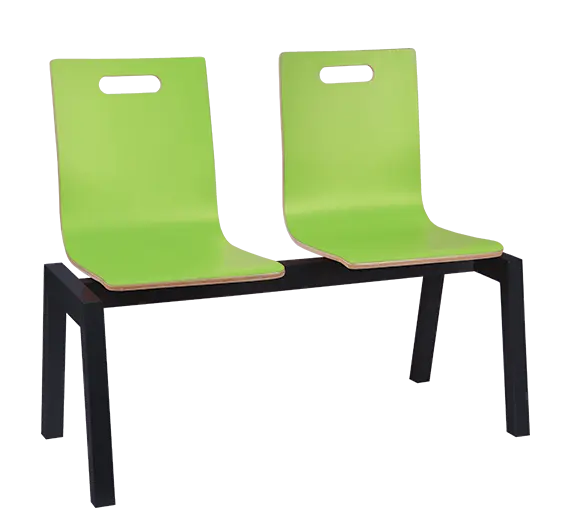 MEGAN 2, dřevěná lavice do čekárny, 2-sedák, zelená, kostra černá