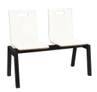 MEGAN 2, dřevěná lavice do čekárny, 2-sedák, bílá, kostra černá